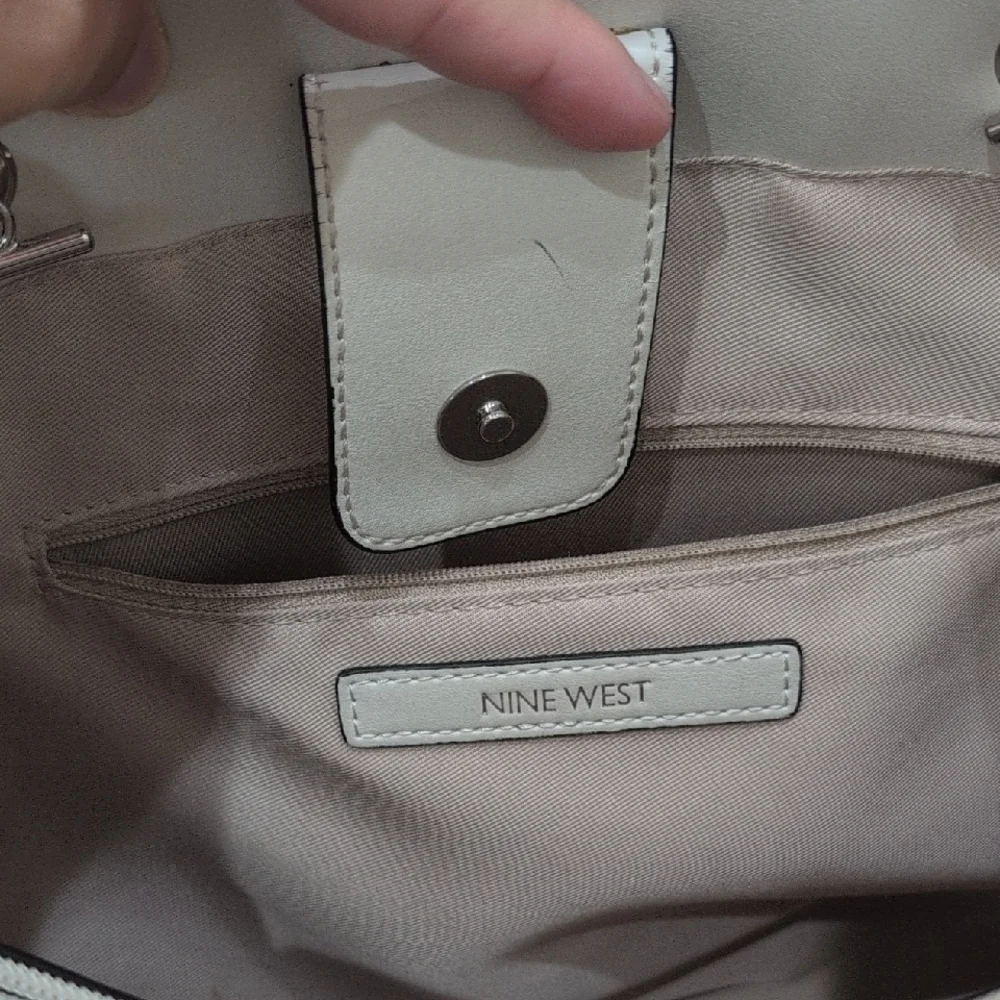 Nine West Cream Quilted Tote